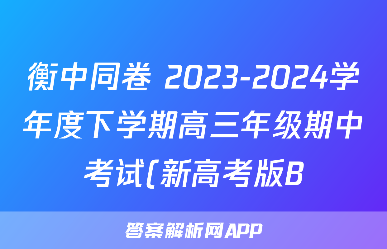 衡中同卷 2023-2024学年度下学期高三年级期中考试(新高考版B)数学答案